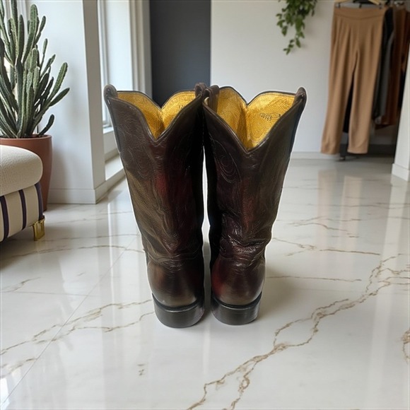 Ben Miller Men's Dark Brown Leather Cowboy Boots, Classic Style, Size 12 EE - Picture 3 of 8